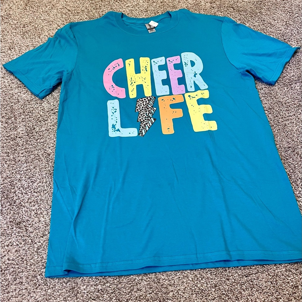 Custom Printed “Cheer Life” T-Shirt: Size M